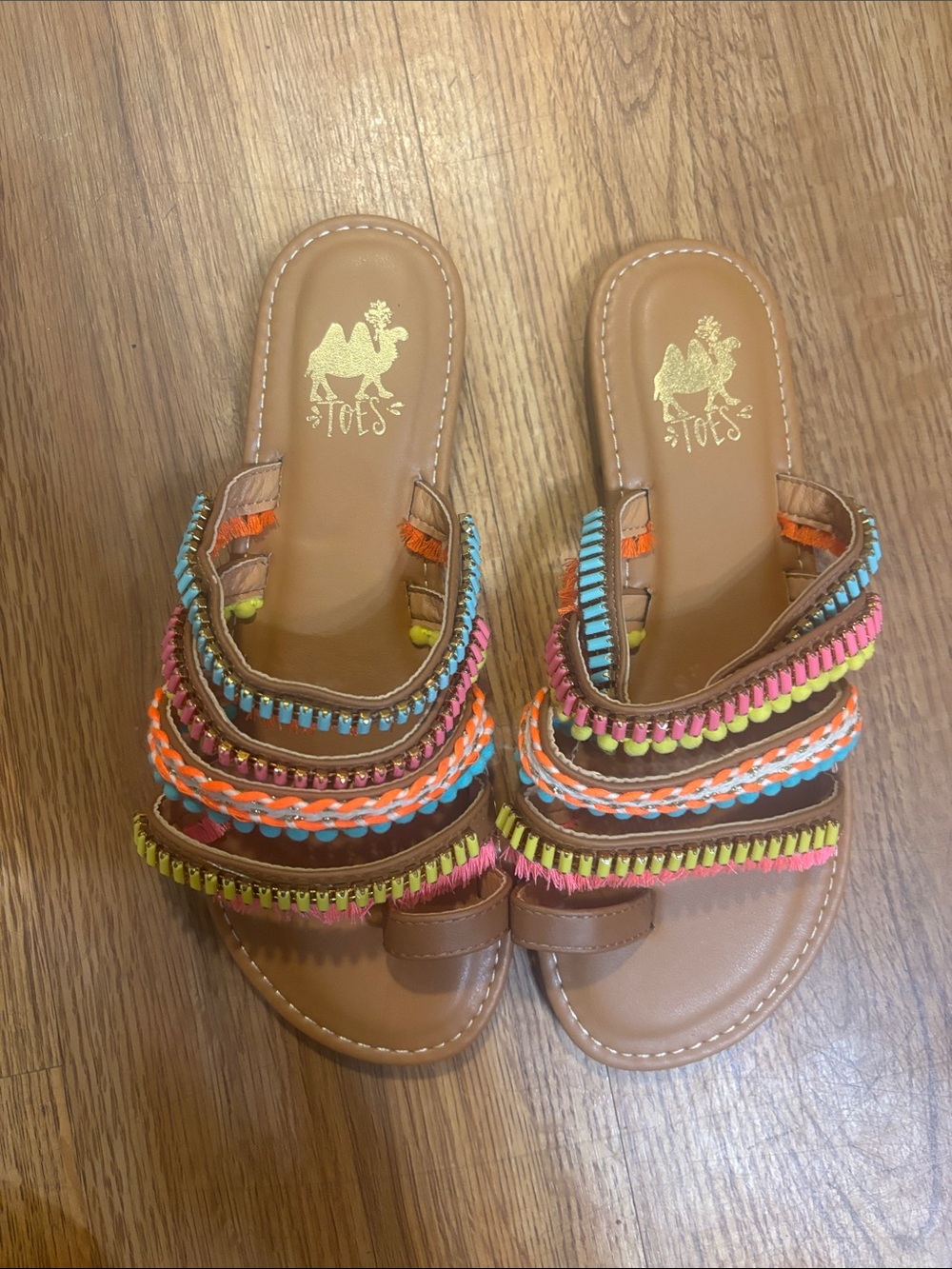 Multicolor Beaded Strappy Slide Sandals - Women